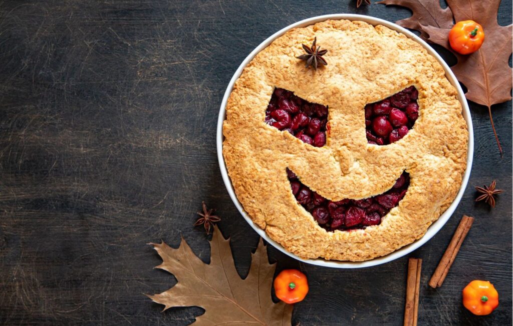 gateau-citrouille-aux-cerises-halloween Tourte aux cerises spécial Halloween